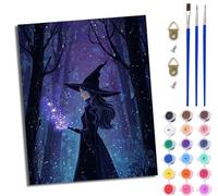MLNMENG Paint by Numbers Paint by Numbers for Adults Beginners 40 x 50 cm Adults Paint by Numbers with Paint Brushes DIY Painting for Home Decoration Without Frame The Forest Witch Summons Starlight