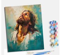 MLNMENG Paint by Numbers Paint by Numbers for Adults Beginners Adults Paint by Numbers with Paint Brushes DIY Painting for Home Decoration Without Frame Oil Painting of Jesus' Head