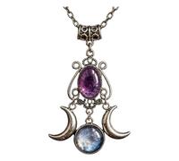 MLOEVF Charm Design Necklace Ornate Glass Pendant Alloy Construction | for Dark Wardrobe Pairing Party Dressing Memorable Accent Piece Appeal