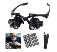 mlogiroa Head Mount Magnifying Glass with LED Light, Jewelers Loupe Magnifier with 8 Interchangeable Lens 2.5X/4X/6X/8X/10X/15X/ 20X/25X for Close Work/Electronics/Eyelash/Crafts/Jewelry/Repair