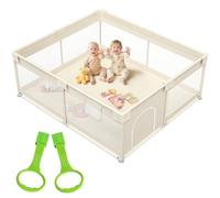 Mloong Large Baby Playpen for Toddler - 69×59in Babies Play Pen with Storage Bag Playard Active Center Beige