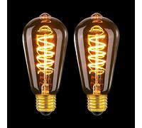 MLOQI 2 Pack E27 Screw Bulb Vintage Edison LED Light Bulbs, 4W,2200K, E27 Squirrel Cage Shaped LED Dimmable Bulbs Antique Style Warm Glow
