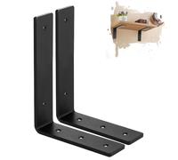 MLOQI 2 Pack Heavy Duty Shelf Brackets, 5mm Thick Scaffold Board L Wall Brackets for Shelves, Black Industrial Shelves Support (12"x6"/30cm x 15cm)