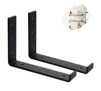 MLOQI 2 Pack Scaffold Board Shelf Brackets with Lips, 5mm Thick Heavy Duty L Wall Brackets for Shelves, Black Industrial Shelves Support (12"x6"/30cm x 15cm)