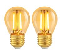 MLOQI 2 Pack Vintage Light Bulb E27 Edison Screw Bulb, G45, 2W LED Filament Equivalent 20 Watt, 2200K Warm Amber Glow Clear Glass | 220-240V | Non-dimmable | Golf Ball Bulbs