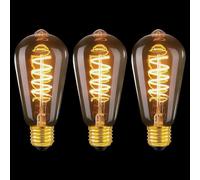 MLOQI 3 Pack E27 Edison Bulbs, 6W 2700K Squirrel Cage Shaped LED Dimmable Bulbs, Screw in Light Bulb