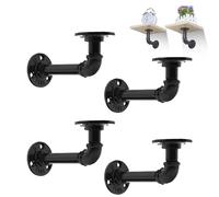 MLOQI 4 Pack Industrial Pipe Shelf Brackets, Industrial Wall Bracket for Shelves (14 cm / 5.5 Inches)