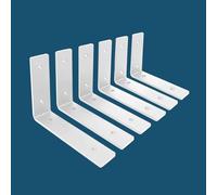 MLOQI 6 Pack Heavy Duty Shelf Brackets, 5mm Thick Scaffold Board L Wall Brackets for Shelves, White Industrial Shelves Support (6"x4"/15cm x 10cm)