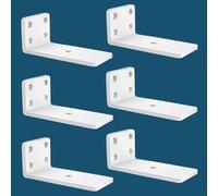 MLOQI 6 Pack Scaffold Board Shelf Brackets Heavy Duty, White Floating Shelf Bracket, 5mm Thick Wall Brackets for Shelves up to 50 KG (White 10cm)