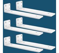 MLOQI 6 Pack Scaffold Board Shelf Brackets Heavy Duty, White Floating Shelf Bracket, 5mm Thick Wall Brackets for Shelves up to 50 KG (White 30cm)