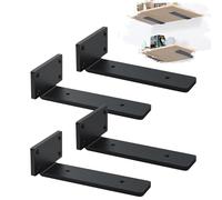 MLOQI Scaffold Board Shelf Brackets Black Shelf Brackets Heavy Duty 5mm Thick Rustic Shelf Bracket with Screws 4 Pack (8 Inches)
