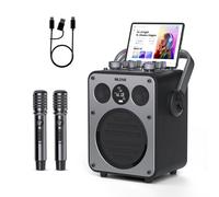 Mlove Rangers D5 Professional Karaoke Machine for Adults with Bluetooth and 2 Wireless Microphones, Portable PA System Speaker, Recording, Reverb, Guitar Amp for Home Party and Outdoor Events, 200W-Bl