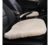 MLOVESIE Genuine Sheepskin Auto Seat Pad, Australian Soft Wool Seat Cover Comfort Warm with Non-Slip Backing Universal Fit,49cm*49cm (Pearl)