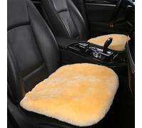 MLOVESIE Genuine Sheepskin Auto Seat Pad, Australian Soft Wool Seat Cover Comfort Warm with Non-Slip Backing Universal Fit,49cm*49cm (Beige)