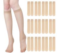MLPKOI 12 Pairs Knee High Socks Extra Long Smooth, Pop Socks Ladies Knee-highs Breathable, Light Skin Color Women's Knee Stockings, High Tights Sheer Nylon Stockings For Women