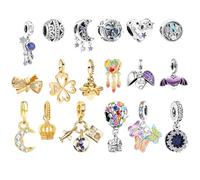 MLPKOI 18 Pcs Charms for Bracelets, Bracelet Charms, Beads for Jewelry Making, Dangle Pendant Charm Bracelet, Fashion Jewelry, DIY Making Gift for Mom Women Girls Teen Family Christmas (Set2)