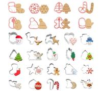 MLPKOI 28 PCS Christmas Cookie Cutters Set, Mini Cookie Cutter 3D, Christmas Biscuit Cutters, Party Decorations, Xmas Tree Snowman Gingerbread Man Cane Gloves Stocking Hat, for Cookies Baking