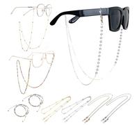 MLPKOI 6 PCS Glasses Chains, Beaded Eyeglass Chains Ladies Sunglass Chain Anti-slip Spectacles Cord Reading Bohemian Glass Strap for Girls and Women
