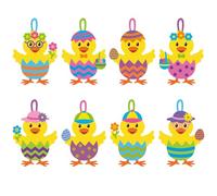 MLPKOI 8 Pack Easter Crafts Kit for Kids, Easter Chick Mix & Match Decorations Make You Own Easte Chick Stickers Girls Boys DIY Make Your Own Ornaments Creative Activities Gift