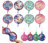 MLPKOI 8 Pieces Round Folding Hand Fan, Japanese Style Summer Foldable Fan Portable Handheld Folding Fan Beautiful Patterns for Wedding Party Home Decor Personal Decoration