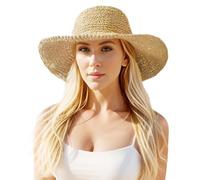 MLPKOI Floppy Big Beach Straw Hats, Foldable Summer Wide Brim Packable Sun Hats for Women Travel Straw Fedora Bucket Hat for Beachh, Outdoor Activities (bBeach Hat and Beach Bag Mixed Shipping)