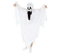 MLPKOI White Ghost Costume for Kids, Halloween Ghost Costume with Full Head Cover Spooky Ghastly Halloween Fancy Dress Cloak for Children Boy Girl Cosplay Party One Size