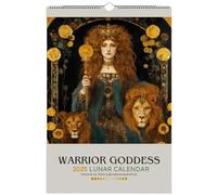 MLqkpwy 2025 Goddess Moon Phase Calendar Lunar Calendar Of The Warrior Goddess, Gothic Moon Phases Wall Calendar, Spiritual Pagan Goddesses Moon Phase Astrology