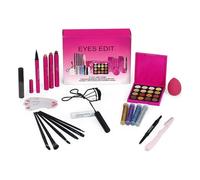 MLqkpwy Beginner Makeup Kit | Professional Make Up Kits for Eyes - Mascara, Eyeshadow Palette, Eyelash Curler, Brow Stamp Stencil, Eyeshadow Brush, and More