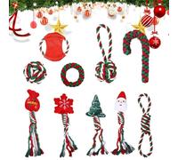 MLqkpwy Dog Rope Toy, Dog Chew Rope - Set of 10 Christmas Teething Rope Toys, Toy Made of Braided Rope, Snowflake Tooth Rope Toy Set, Interactive for the