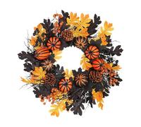 MLqkpwy Halloween Pumpkin Wreath - Halloween Wreath Maple Leaves Garland,Colorful Autumn Farmhouse Festival Home Decor for Patio Garden Lawn Balcony Wall Window
