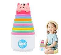 MLqkpwy Stacking Toy Luminous Stackable Cups | Musical Luminous Stackable Cups - Cute Cartoon Toy For, Portable Stackable Cups for Boys and Girls for Kids