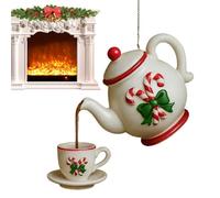 MLqkpwy Teapot Christmas Ornaments,2D Acrylic Vintage Teapot Christmas Decor - Home Decor Pendant for Holiday Fireplace Car Shelf Office Yard Apartment Bedroom Living Room