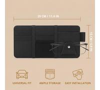 MLRUQRX 1 x Sun Visor Organiser, Multifunctional Car Made of Leather and Metal, Practical Storage Organiser for Cards, Documents, Sunglasses and Small Parts in the Car