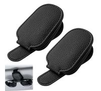 MLRUQRX Pack of 2 Car Accessories Interior, Multifunctional Sun Visor Glasses Case, Made of Leather and Metal, for Organised Driving