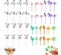 MLRUQRX Pack of 40 Fruit Forks Children Animals Fruit Forks Made of Plastic 3 Typology Mini Fruit Forks Children Bento Box Accessories Picks Fruit Forks Reusable for Party Afternoon Tea Birthday Party