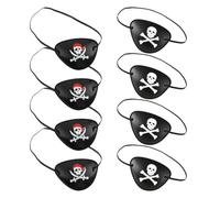 MLRUQRX Pack of 8 Eye Patch Pirate Eye Patch Skull Eye Mask 3D Elastic Plastic Eye Mask Adjustable Pirate Eye Mask for Children's Birthday Parties Pirate Theme Parties