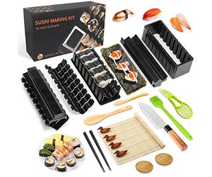 MLRYH Sushi Maker Kit, 20 pcs DIY Complete Sushi Kit for Beginners with Sushi Mat, Chopsticks, Avocado Slicer, Paddle, Spreader, Sushi Knife, Chopstick Holder, Sauce Dishes, Brush.