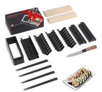 MLRYH Sushi Making Kit Sushi Maker, 14 Pcs Sushi Kit for Beginners Sushi Roller Kit with Sushi Cutting Mold, Knife, Sushi Mats, Chopsticks(Black)