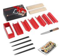 MLRYH Sushi Making Kit Sushi Maker, 14 Pcs Sushi Kit for Beginners Sushi Roller Kit with Sushi Cutting Mold, Knife, Sushi Mats, Chopsticks(Red)