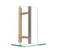 MLS Door Handles for Sauna and SPA, Handle Pair, Pleasant in Touch, Handle Bar Set, Made of Stainless Steel & Wood, for Glass and Wooden Doors, Length: 600 mm, Hole spacing: 400 mm