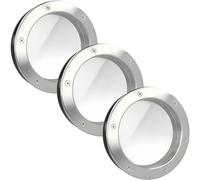 MLS Porthole B4000, Set of 3, Portholes for Doors, Made of Stainless Steel, VSG Glass, Suitable for 40 mm Thick Doors, Visible Mounting Screws on Both Sides, 250 mm Diameter, Clear Glass