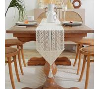 MLSHWUG Cotton Rectangular Lace Table Runner Handmade Crochet Hollow Floral Retro Placemats,23 * 200cm