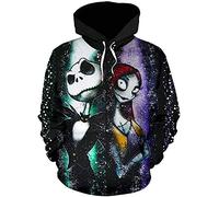 mlsjdger Unisex Nightmare Before Christmas Jack & Sally Novelty Hoodie 3D Print Sweatshirts Hoodie, Style-1, L
