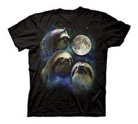 Mlsker Three Wolf Moon Shirt Parody Three Sloth Moon Shirt 100% Cotton Adult T-Shirt Tee, Black, （Size:L