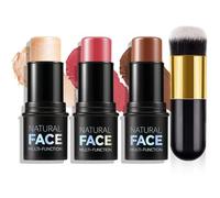 MLSMILE 3Pcs Cream Contour Stick Makeup Kit,Create Face Contour,Highlighter Stick,Blush stick for Sculpt the Cheeks,Bronzer Contour Sticks,Waterproof Long-lasting Contour set,Non-greasy（08#,10#,12#）