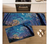 MLSOWM 2 Pieces Kitchen Rug Sets Non-Slip and Washable Midnight Stars Kitchen Runner Rug Japanese-Style Healing Floor Carpet Comfort Standing Mats for Laundry, Hallway, 40x60cm+40x120cm