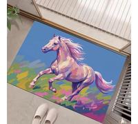 MLSOWM Abstract Animals Door Mat 40 x 60 cm Entryway Rug Machine Washable Non Slip Horses Galloping Doormat Soft Small Rug Low-Pile Thin Carpet for Kitchen Bedroom Bathroom, Blue-Purple