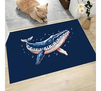 MLSOWM Abstract Animals Door Mat 60 x 90 cm Entryway Rug Machine Washable Non Slip Whale Piano Keys Doormat Soft Small Rug Low-Pile Thin Carpet for Kitchen Bedroom Bathroom, Dark Blue