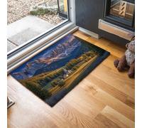 MLSOWM Alps Indoor Door Mat 90 x 150 cm, Non-slip Valley Village Entrance Rug Washable Low Profile Doormat Inside Floor Mat for Entryway, Front Back Door, Kitchen, Emerald Green