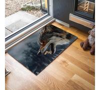 MLSOWM Angry Wolf Washable Door Mats Indoor & Outdoor - Non-Slippery Heavy Duty Winter Forest Doormat with Rubber Backed - Perfect Dust Grabbing Doormats (Grey, 90 x 150 cm)
